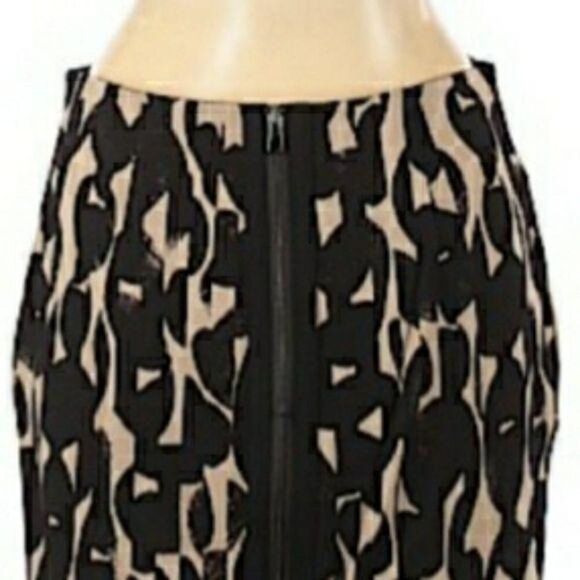 Ann Taylor Straight Stretch Edgy Abstract Exposed Back Zipper Skirt Black Sz 8P - Picture 7 of 10